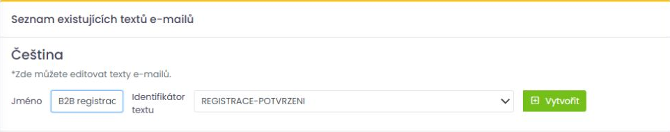 Vytvoření textu e-mailu