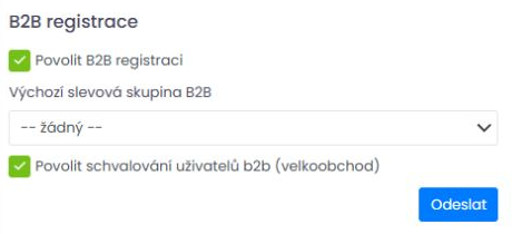 Nastavení B2B registrace