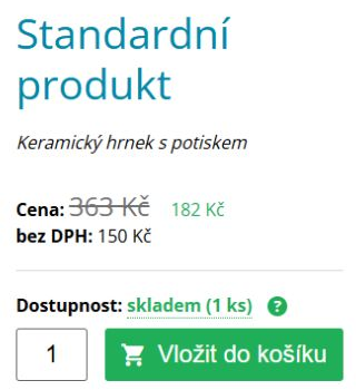 Ukázka B2B ceny produktu s přeškrtnutou původní cenou