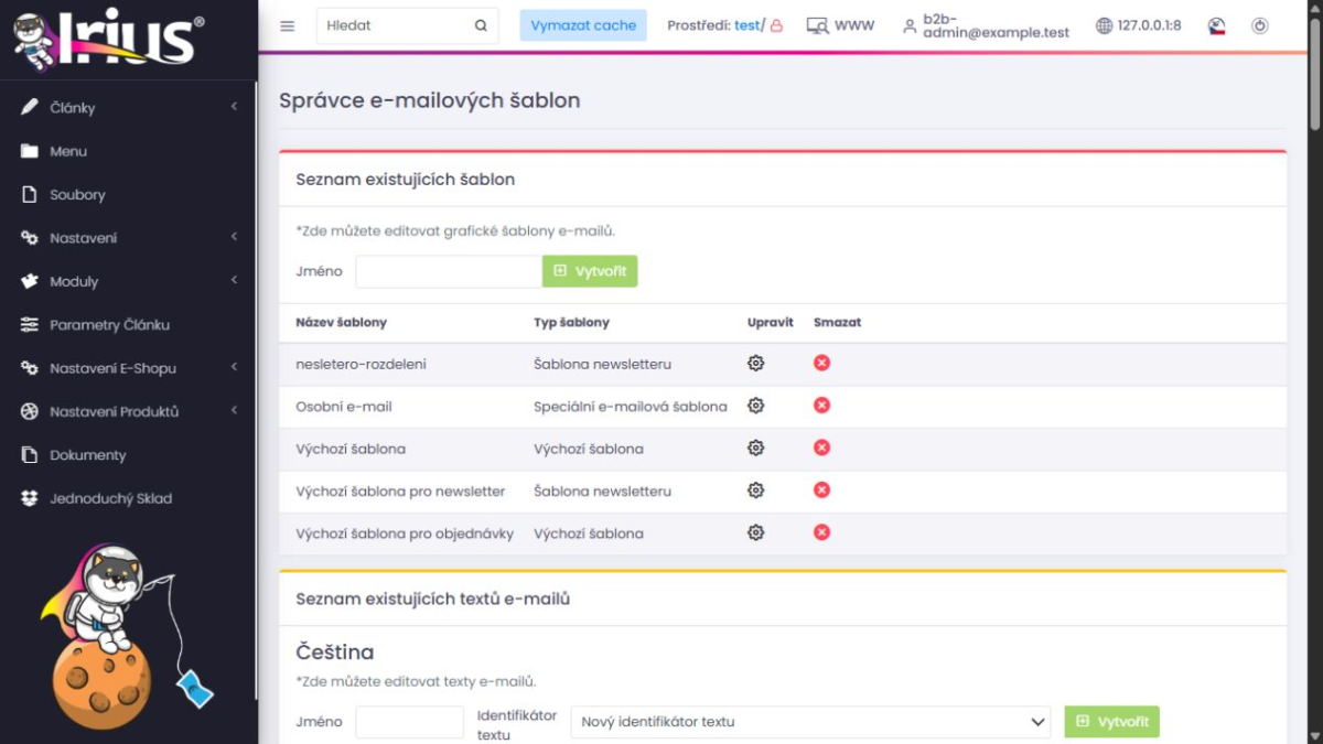 Modul E-mailové šablony